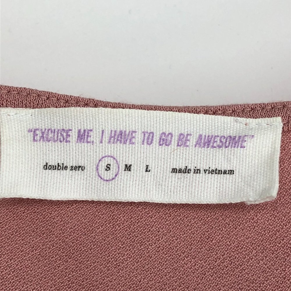 Excuse Me I Have To Go Be Awesome pink flowy short sleeve surplice  wrap top S - Picture 4 of 13